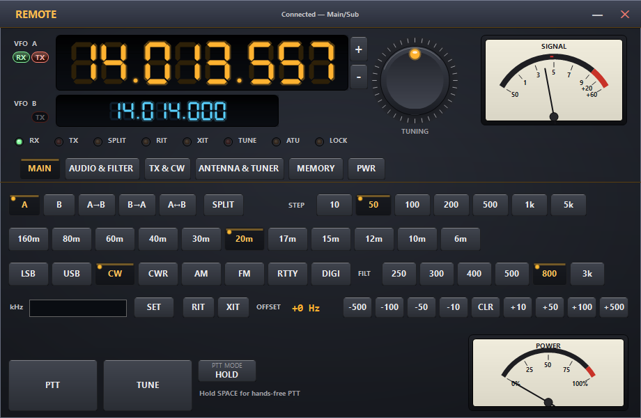 Remote radio control panel