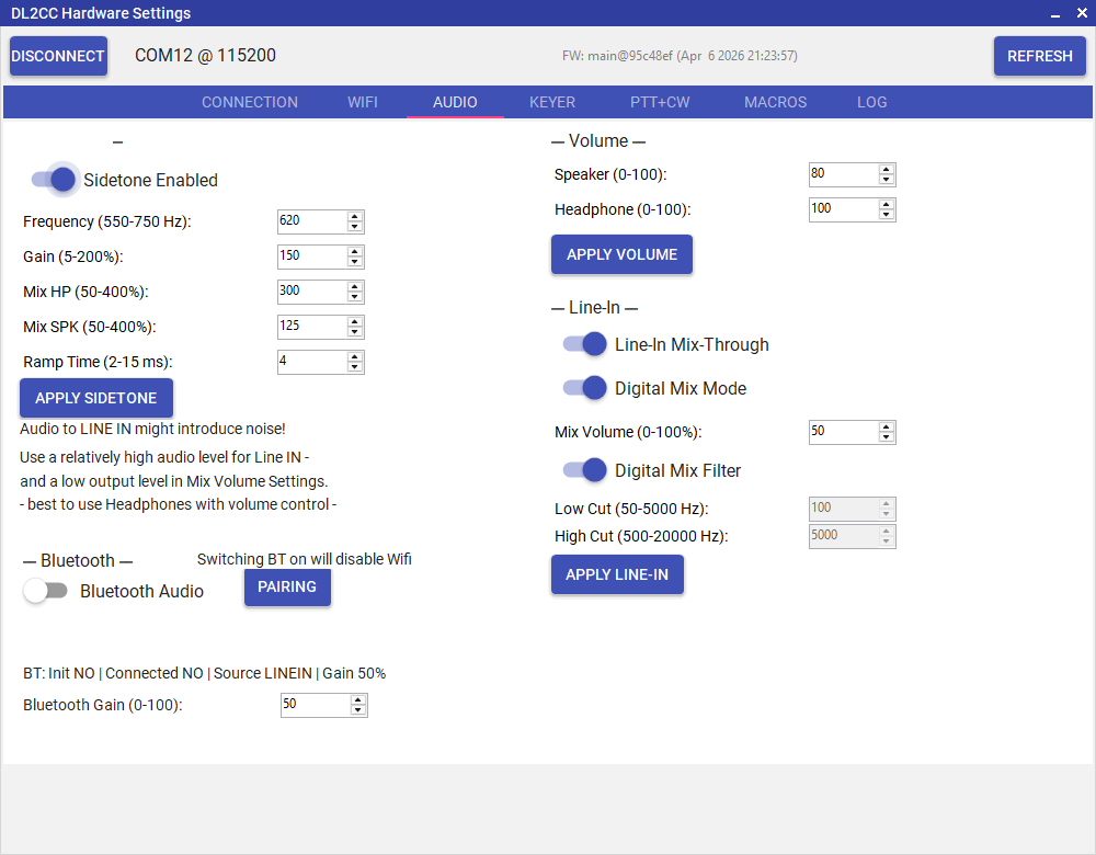 Box audio settings
