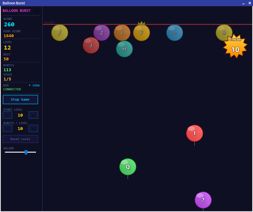 Balloon Burst characters mode