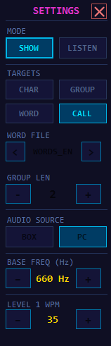 Balloon Burst settings panel