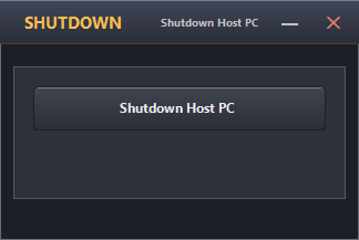 Shutdown Host PC client window — idle state with the Shutdown button