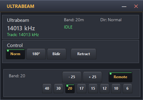Ultrabeam antenna controller — example integration