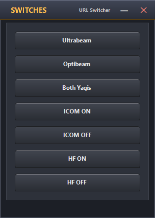 URL Switcher client window with labelled buttons
