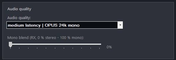 Audio quality / codec preset on the Client