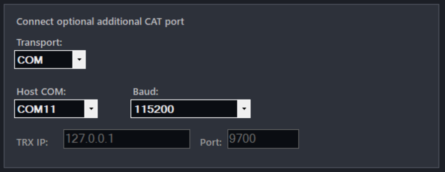 Host settings — optional native CAT path (COM or TCP)