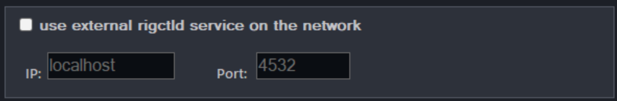 Host settings — use external rigctld service on the network