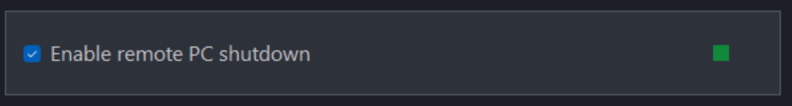 Host settings — Enable remote PC shutdown